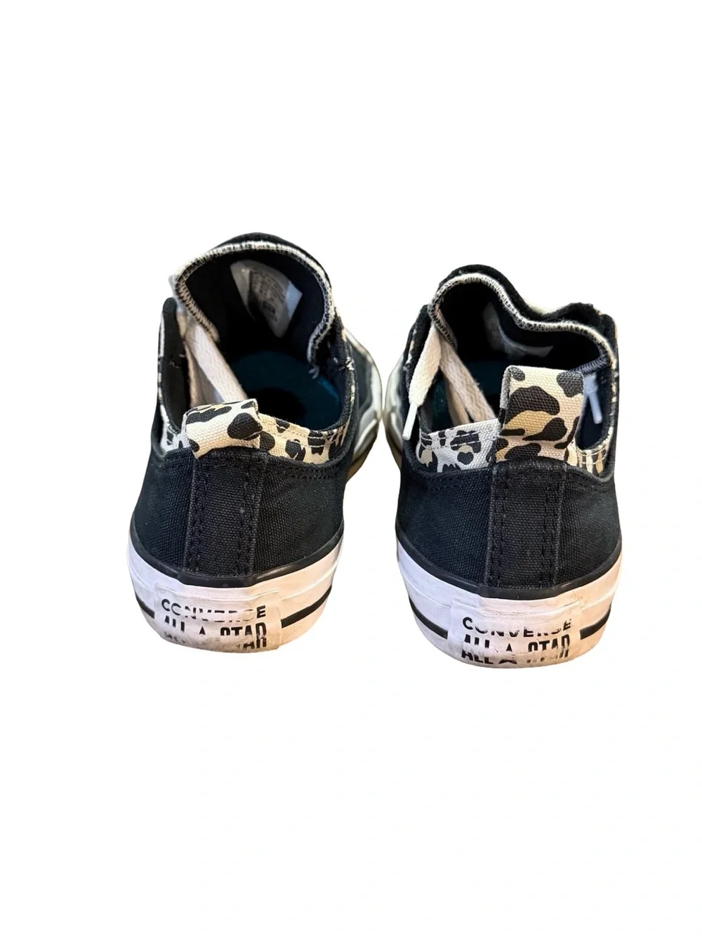 Converse Double Upper Ox Black Leopard Sneakers Juniors Size 6 Women’s Size 8